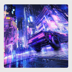 Магнитный плакат 3Х3 с принтом Cyberpunk city в Петрозаводске, Полимерный материал с магнитным слоем | 9 деталей размером 9*9 см | art | city | cyber | cyberpunk | japan | lights | lines | neon | punk | арт | город | кибер | киберпанк | япония