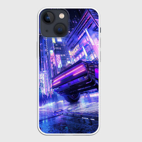 Чехол для iPhone 13 mini с принтом Cyberpunk city в Петрозаводске,  |  | art | city | cyber | cyberpunk | japan | lights | lines | neon | punk | арт | город | кибер | киберпанк | япония