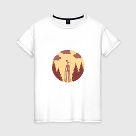 Женская футболка хлопок с принтом Siren Head в Петрозаводске, 100% хлопок | прямой крой, круглый вырез горловины, длина до линии бедер, слегка спущенное плечо | siren head | игра | лес | монстр | персонаж | сирена | сиреноголовый | чудовище