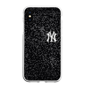 Чехол для iPhone XS Max матовый с принтом New York Yankees в Петрозаводске, Силикон | Область печати: задняя сторона чехла, без боковых панелей | baseball | fashion | game | glitch | new york | sport | бейсбол | игра | мода | нью йорк | спорт