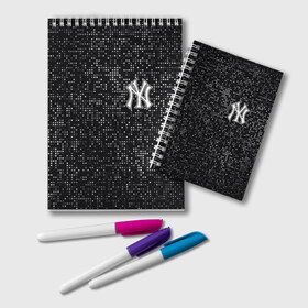Блокнот с принтом New York Yankees в Петрозаводске, 100% бумага | 48 листов, плотность листов — 60 г/м2, плотность картонной обложки — 250 г/м2. Листы скреплены удобной пружинной спиралью. Цвет линий — светло-серый
 | baseball | fashion | game | glitch | new york | sport | бейсбол | игра | мода | нью йорк | спорт