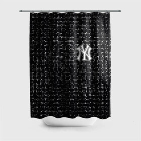 Штора 3D для ванной с принтом New York Yankees в Петрозаводске, 100% полиэстер | плотность материала — 100 г/м2. Стандартный размер — 146 см х 180 см. По верхнему краю — пластиковые люверсы для креплений. В комплекте 10 пластиковых колец | baseball | fashion | game | glitch | new york | sport | бейсбол | игра | мода | нью йорк | спорт