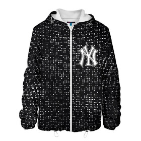Мужская куртка 3D с принтом New York Yankees в Петрозаводске, ткань верха — 100% полиэстер, подклад — флис | прямой крой, подол и капюшон оформлены резинкой с фиксаторами, два кармана без застежек по бокам, один большой потайной карман на груди. Карман на груди застегивается на липучку | Тематика изображения на принте: baseball | fashion | game | glitch | new york | sport | бейсбол | игра | мода | нью йорк | спорт