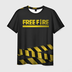 Мужская футболка 3D с принтом Free Fire в Петрозаводске, 100% полиэфир | прямой крой, круглый вырез горловины, длина до линии бедер | battlegrounds | free fire | garena | tricks | батл | королевская битва | рояль | фаир | фри фаер | экшн