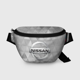 Поясная сумка 3D с принтом NISSAN. в Петрозаводске, 100% полиэстер | плотная ткань, ремень с регулируемой длиной, внутри несколько карманов для мелочей, основное отделение и карман с обратной стороны сумки застегиваются на молнию | abstract | auto | brand | car | geometry | nissan | nиссан | sport | texture | абстракция | авто | автомобильные | бренд | геометрия | классика | машины | модные | спорт | стиль | текстура