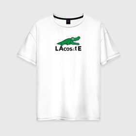 Женская футболка хлопок Oversize с принтом Крокодил в Петрозаводске, 100% хлопок | свободный крой, круглый ворот, спущенный рукав, длина до линии бедер
 | cos | crocodile | аллигатор | косинус | крокодил | крокодильчик | математика | угол