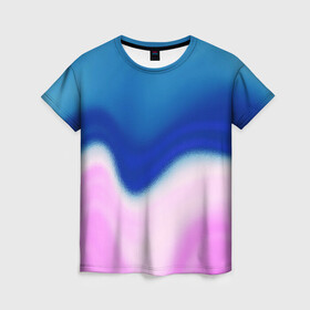 Женская футболка 3D с принтом Воздушный Крем в Петрозаводске, 100% полиэфир ( синтетическое хлопкоподобное полотно) | прямой крой, круглый вырез горловины, длина до линии бедер | blue | cream | gradient | pink | абстрактный | абстракция | вода | волны | гламур | градиент | девочкам | зефирка | краска | краски | красочный | море | мороженое | небеса | нежные | пастельные | перламутровый