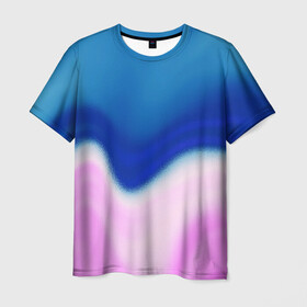 Мужская футболка 3D с принтом Воздушный Крем в Петрозаводске, 100% полиэфир | прямой крой, круглый вырез горловины, длина до линии бедер | blue | cream | gradient | pink | абстрактный | абстракция | вода | волны | гламур | градиент | девочкам | зефирка | краска | краски | красочный | море | мороженое | небеса | нежные | пастельные | перламутровый