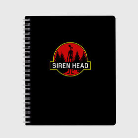 Тетрадь с принтом Siren Head в Петрозаводске, 100% бумага | 48 листов, плотность листов — 60 г/м2, плотность картонной обложки — 250 г/м2. Листы скреплены сбоку удобной пружинной спиралью. Уголки страниц и обложки скругленные. Цвет линий — светло-серый
 | siren head | игра | лес | монстр | персонаж | сирена | сиреноголовый | чудовище