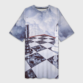 Платье-футболка 3D с принтом Шахматы в Петрозаводске,  |  | доска | игра | игровая | игры | короли | король | настольная | настольные | небеса | небо | облака | облако | спорт | туча | тучи | шахматный | шахматы