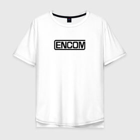 Мужская футболка хлопок Oversize с принтом Encom в Петрозаводске, 100% хлопок | свободный крой, круглый ворот, “спинка” длиннее передней части | виртуальный | кевин флинн | мир | программист | фильм