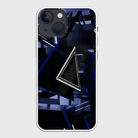 Чехол для iPhone 13 mini с принтом Clay в Петрозаводске,  |  | 3d | blue | lines | shapes | structure | triangles | volume | линии | объем | синий | структура | треугольники | фигуры