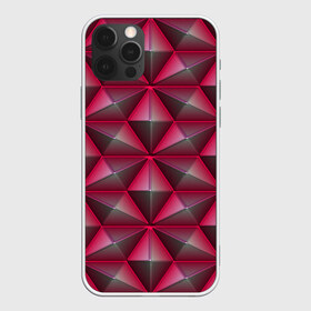 Чехол для iPhone 12 Pro Max с принтом Aral в Петрозаводске, Силикон |  | abstraction | lines | red | shapes | surface | triangles | абстракция | красный | линии | поверхность | треугольники | формы