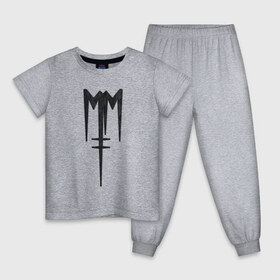 Детская пижама хлопок с принтом Marilyn Manson (лого из меха) в Петрозаводске, 100% хлопок |  брюки и футболка прямого кроя, без карманов, на брюках мягкая резинка на поясе и по низу штанин
 | manson | marilyn | marilyn manson | лого | мех