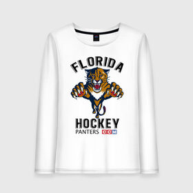 Женский лонгслив хлопок с принтом FLORIDA PANTERS NHL в Петрозаводске, 100% хлопок |  | cat | florida | hockey | ice | nhl | panters | sport | usa | кошки | нхл | пантеры | спорт | сша | флорида | хоккей