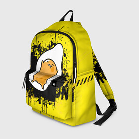 Рюкзак 3D с принтом Gudetama в Петрозаводске, 100% полиэстер | лямки с регулируемой длиной, сверху петелька, чтобы рюкзак можно было повесить на вешалку. Основное отделение закрывается на молнию, как и внешний карман. Внутри два дополнительных кармана, один из которых закрывается на молнию. По бокам два дополнительных кармашка | gudetama | аниме | веселое яйцо | гудетама | стекающее яйцо | яйцо