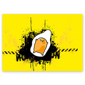 Поздравительная открытка с принтом Gudetama в Петрозаводске, 100% бумага | плотность бумаги 280 г/м2, матовая, на обратной стороне линовка и место для марки
 | gudetama | аниме | веселое яйцо | гудетама | стекающее яйцо | яйцо