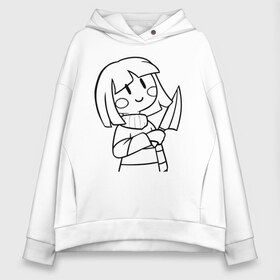 Женское худи Oversize хлопок с принтом UNDERTALE РАСКРАСКА в Петрозаводске, френч-терри — 70% хлопок, 30% полиэстер. Мягкий теплый начес внутри —100% хлопок | боковые карманы, эластичные манжеты и нижняя кромка, капюшон на магнитной кнопке | sans | undertale | андертале | андертейл | игра | подземная история | подземная сказка | раскраска | санс | ундертале