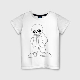 Детская футболка хлопок с принтом UNDERTALE РАСКРАСКА в Петрозаводске, 100% хлопок | круглый вырез горловины, полуприлегающий силуэт, длина до линии бедер | sans | undertale | андертале | андертейл | игра | подземная история | подземная сказка | раскраска | санс | ундертале