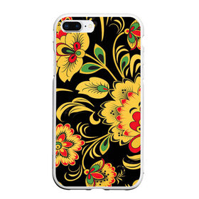 Чехол для iPhone 7Plus/8 Plus матовый с принтом Хохлома в Петрозаводске, Силикон | Область печати: задняя сторона чехла, без боковых панелей | арт | вектор | желтый | зеленый | золотой | красный | народный рисунок | рисунок | хохлома | цветок | цветы | чёрный