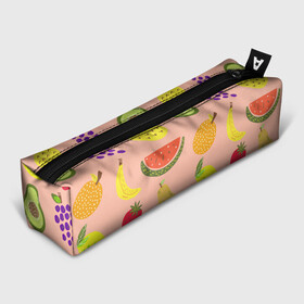 Пенал 3D с принтом Фруктики в Петрозаводске, 100% полиэстер | плотная ткань, застежка на молнии | авокадо | ананас | апельсин | арбуз | виноград | груша | лимон | фрукт