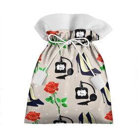 Подарочный 3D мешок с принтом Фешн-принт в Петрозаводске, 100% полиэстер | Размер: 29*39 см | Тематика изображения на принте: гламур | духи | женское | мода | роза | туфли