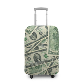Чехол для чемодана 3D с принтом Доллар в Петрозаводске, 86% полиэфир, 14% спандекс | двустороннее нанесение принта, прорези для ручек и колес | 100 долларов | арт | банкноты | валюта | деньги | доллар | зеленый | рисунок | сто | сто долларов
