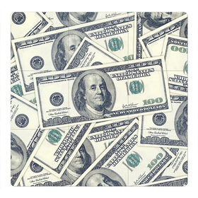 Магнитный плакат 3Х3 с принтом Доллары в Петрозаводске, Полимерный материал с магнитным слоем | 9 деталей размером 9*9 см | Тематика изображения на принте: 100 долларов | арт | банкноты | валюта | деньги | доллары | зеленый | зелень | сто | сто долларов