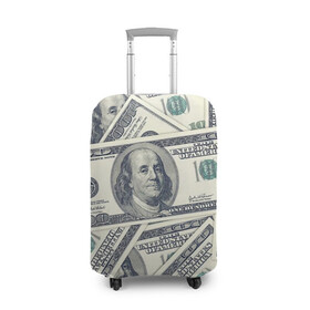 Чехол для чемодана 3D с принтом Доллары в Петрозаводске, 86% полиэфир, 14% спандекс | двустороннее нанесение принта, прорези для ручек и колес | 100 долларов | арт | банкноты | валюта | деньги | доллары | зеленый | зелень | сто | сто долларов