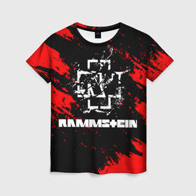 Женская футболка 3D с принтом Rammstein. в Петрозаводске, 100% полиэфир ( синтетическое хлопкоподобное полотно) | прямой крой, круглый вырез горловины, длина до линии бедер | music | rammstein | rock | индастриал метал | метал группа | музыка | музыкальная группа | немецкая метал группа | рамштайн | рок | хард рок
