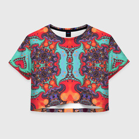 Женская футболка Crop-top 3D с принтом Jecson в Петрозаводске, 100% полиэстер | круглая горловина, длина футболки до линии талии, рукава с отворотами | abstraction | colorful | fractal | pattern | shape | абстракция | разноцветный | узор | формы | фрактал