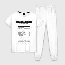 Женская пижама хлопок с принтом Феминизм в Петрозаводске, 100% хлопок | брюки и футболка прямого кроя, без карманов, на брюках мягкая резинка на поясе и по низу штанин | 