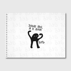 Альбом для рисования с принтом ЪУЪ ЗЛЫЕ ВЫ Я К ВАМ в Петрозаводске, 100% бумага
 | матовая бумага, плотность 200 мг. | cat | mem | memes | злой | интернет | кот | мем | мем кот | приколы | съука | ъуъ | ъуъ съука