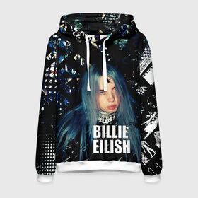 Мужская толстовка 3D с принтом Билли Эйлиш Billie Eilish в Петрозаводске, 100% полиэстер | двухслойный капюшон со шнурком для регулировки, мягкие манжеты на рукавах и по низу толстовки, спереди карман-кенгуру с мягким внутренним слоем. | billie eilish | билли эйлиш | музыка | певица | текстура