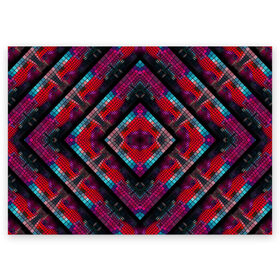 Поздравительная открытка с принтом Monna в Петрозаводске, 100% бумага | плотность бумаги 280 г/м2, матовая, на обратной стороне линовка и место для марки
 | colorful | geometric | kaleidoscope | mosaic | pattern | rhombuses | squares | геометрический | калейдоскоп | квадраты | мозаика | разноцветный | ромбы | узор