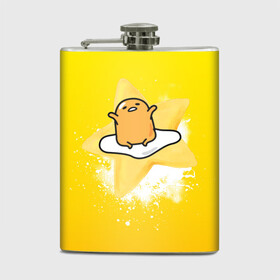 Фляга с принтом Gudetama в Петрозаводске, металлический корпус | емкость 0,22 л, размер 125 х 94 мм. Виниловая наклейка запечатывается полностью | gudetama | анимешное яйцо | гудетама | желток | стекающее яйцо | яичница