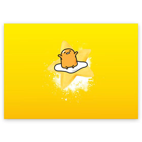 Поздравительная открытка с принтом Gudetama в Петрозаводске, 100% бумага | плотность бумаги 280 г/м2, матовая, на обратной стороне линовка и место для марки
 | gudetama | анимешное яйцо | гудетама | желток | стекающее яйцо | яичница