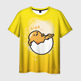 Мужская футболка 3D с принтом Gudetama в Петрозаводске, 100% полиэфир | прямой крой, круглый вырез горловины, длина до линии бедер | gudetama | анимешное яйцо | гудетама | желток | стекающее яйцо | яичница