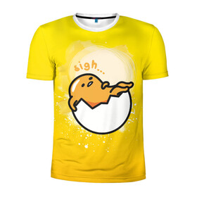 Мужская футболка 3D спортивная с принтом Gudetama в Петрозаводске, 100% полиэстер с улучшенными характеристиками | приталенный силуэт, круглая горловина, широкие плечи, сужается к линии бедра | gudetama | анимешное яйцо | гудетама | желток | стекающее яйцо | яичница