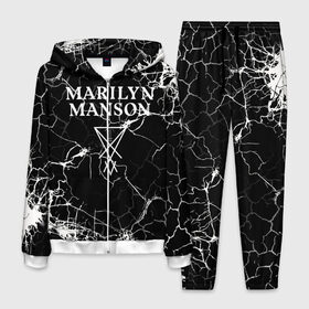 Мужской костюм 3D с принтом Marilyn Manson в Петрозаводске, 100% полиэстер | Манжеты и пояс оформлены тканевой резинкой, двухслойный капюшон со шнурком для регулировки, карманы спереди | marilyn manson | nothing records | известность | музыка | рок группа