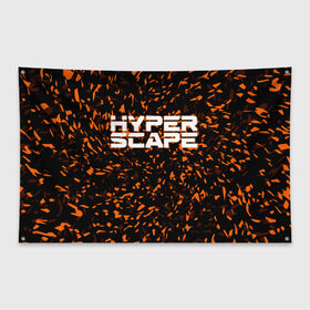 Флаг-баннер с принтом Hyper Scape в Петрозаводске, 100% полиэстер | размер 67 х 109 см, плотность ткани — 95 г/м2; по краям флага есть четыре люверса для крепления | esport | games | hyper scape | twitch | игроки | игролюбители | игроманы | игры | киберспорт | королевская битва | корона | твич | хупер скайп | хупер скайпе