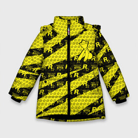 Зимняя куртка для девочек 3D с принтом GTA Online Yellow Dog в Петрозаводске, ткань верха — 100% полиэстер; подклад — 100% полиэстер, утеплитель — 100% полиэстер. | длина ниже бедра, удлиненная спинка, воротник стойка и отстегивающийся капюшон. Есть боковые карманы с листочкой на кнопках, утяжки по низу изделия и внутренний карман на молнии. 

Предусмотрены светоотражающий принт на спинке, радужный светоотражающий элемент на пуллере молнии и на резинке для утяжки. | auto | game | grand | gta | gta5 | los santos | rockstar | theft | гта | гта5 | игра | лос сантос | майкл | онлайн | рокстар | тревор | франклин