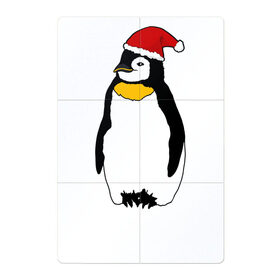 Магнитный плакат 2Х3 с принтом Новогодний Пингвин в Петрозаводске, Полимерный материал с магнитным слоем | 6 деталей размером 9*9 см | Тематика изображения на принте: bird | christmas | ice | new year | winter | арктика | дед мороз | дикий | животные | звери | зима | зимний | колпак | крылья | милый | мультяшный | новый год | пингвины | подарок | праздник | птенец | птица | птичка