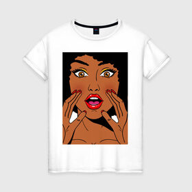 Женская футболка хлопок с принтом Pop art 51 в Петрозаводске, 100% хлопок | прямой крой, круглый вырез горловины, длина до линии бедер, слегка спущенное плечо | pin up | искусство | поп культура | популярное | ретро