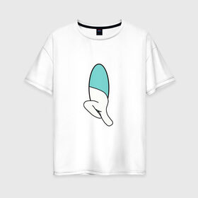 Женская футболка хлопок Oversize с принтом Portal 1 (парная) в Петрозаводске, 100% хлопок | свободный крой, круглый ворот, спущенный рукав, длина до линии бедер
 | game | portal | арт | игра | на двоих | парная | портал | прикол | рисунок | телепортация | человечек