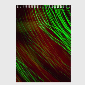 Скетчбук с принтом Qleen в Петрозаводске, 100% бумага
 | 48 листов, плотность листов — 100 г/м2, плотность картонной обложки — 250 г/м2. Листы скреплены сверху удобной пружинной спиралью | Тематика изображения на принте: abstraction | blur | green | light | lines | абстракция | зелёный | линии | размытость | свет