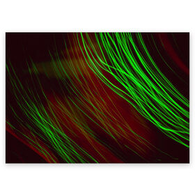 Поздравительная открытка с принтом Qleen в Петрозаводске, 100% бумага | плотность бумаги 280 г/м2, матовая, на обратной стороне линовка и место для марки
 | abstraction | blur | green | light | lines | абстракция | зелёный | линии | размытость | свет