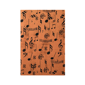 Обложка для паспорта матовая кожа с принтом Ноты в Петрозаводске, натуральная матовая кожа | размер 19,3 х 13,7 см; прозрачные пластиковые крепления | музыка | нотный стан | ноты | текстуры | узор | узор ноты