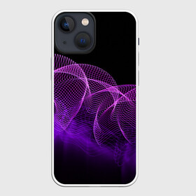 Чехол для iPhone 13 mini с принтом Kondeer в Петрозаводске,  |  | abstraction | dark | lines | purple | spots | абстракция | линии | пятна | темный | фиолетовый