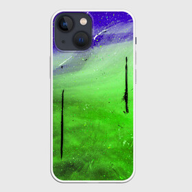 Чехол для iPhone 13 mini с принтом GreenFer в Петрозаводске,  |  | abstraction | art | blue | green | paint | stains | абстракция | арт | зелёный | краска | разводы | синий